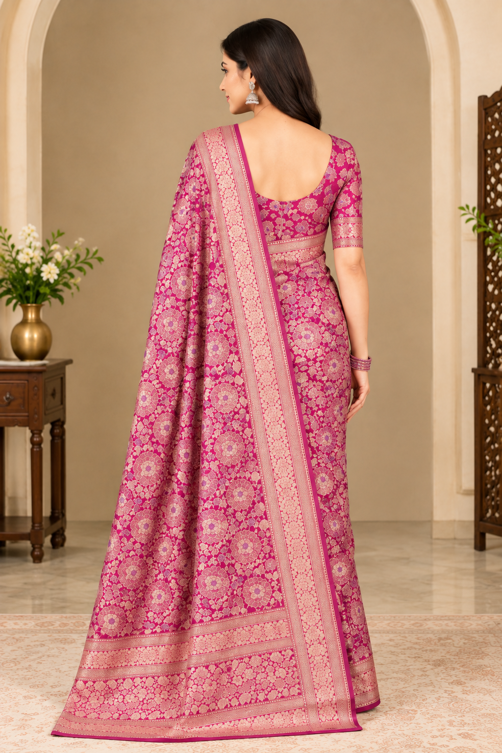 Jangla Silk Banarasi Saree thumbnail 3