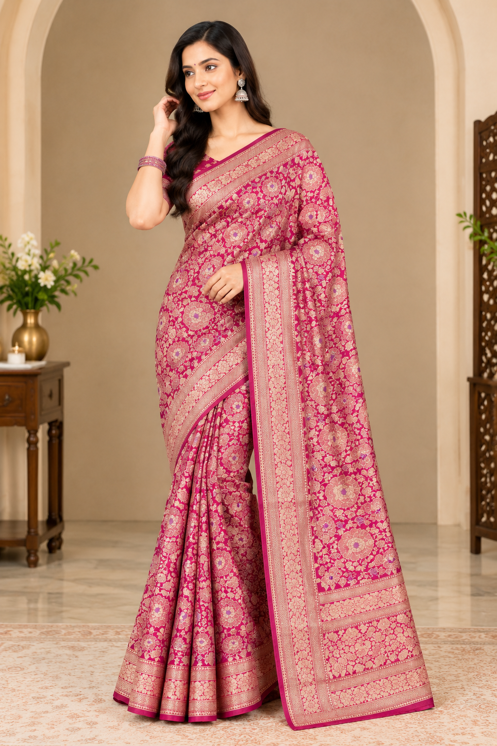 Jangla Silk Banarasi Saree