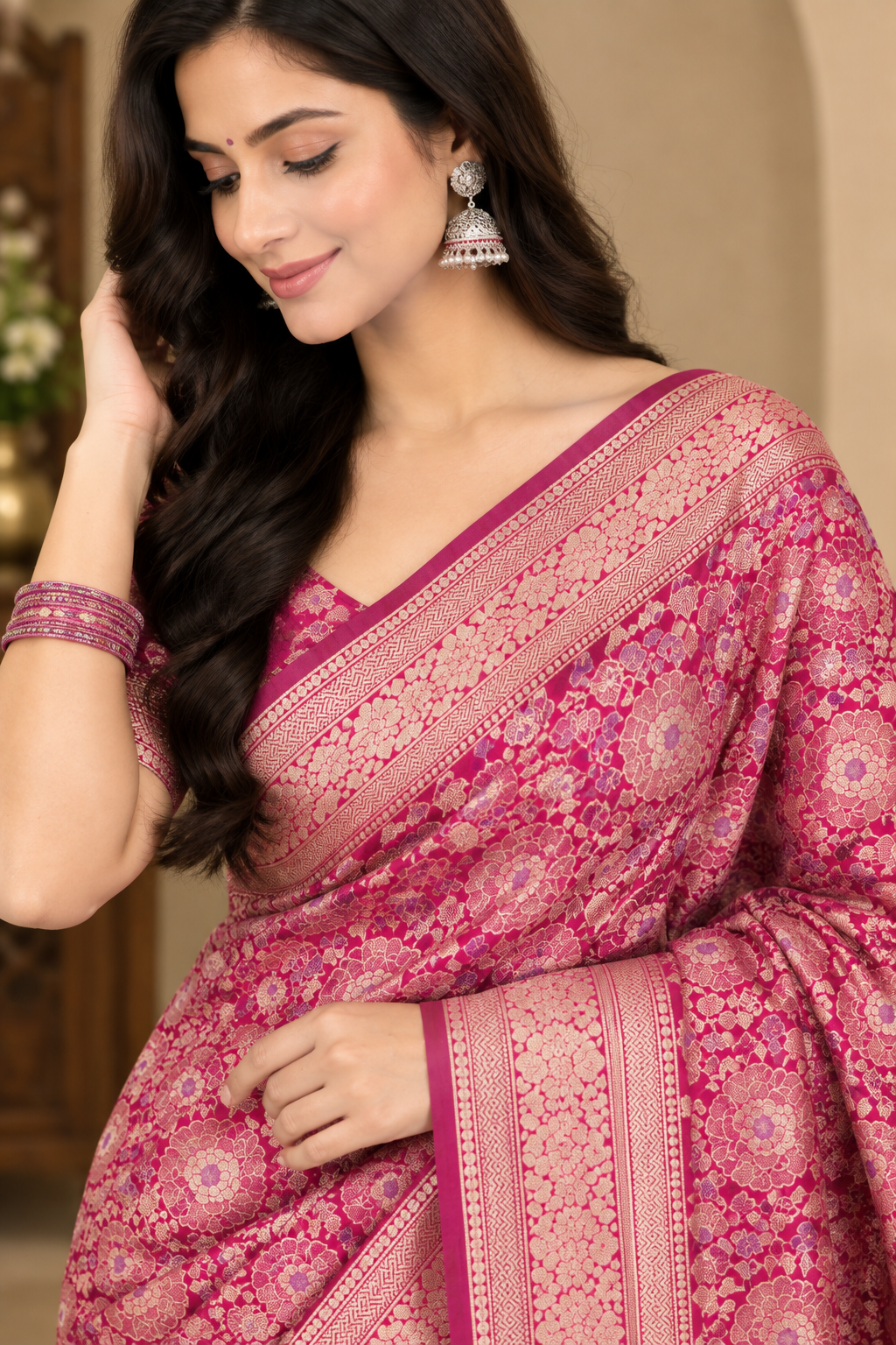 Jangla Silk Banarasi Saree thumbnail 4